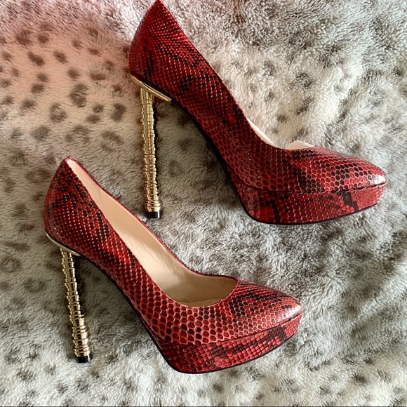 *RARE* JULIA HAART *NEW* Red Python Heels Sz39/8 - Picture 6 of 10